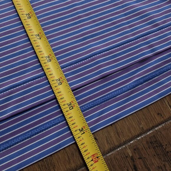 Peter Millar Summer Comfort Polo Medium Blue Striped Performance Golf Stretch - Picture 8 of 8